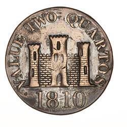 Token - 2 Quartos, Robert Keeling & Son's, Gibraltar, 1810