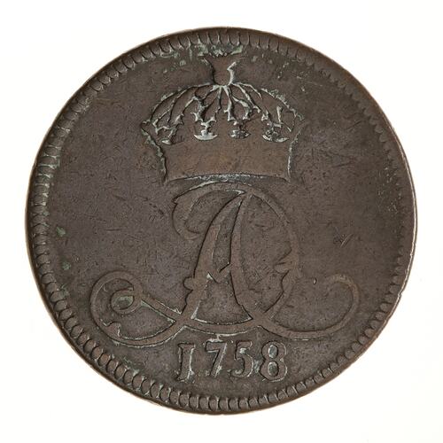 Coin - 1 Penny, Isle of Man, 1758