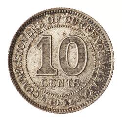 Coin - 10 Cents, Malaya, 1941