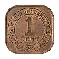 Coin - 1 Cent, Malaya, 1943