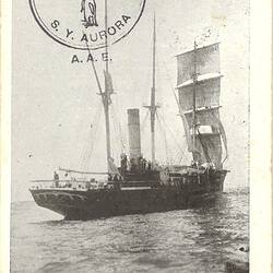Postcard - SY Aurora, Arch Hoadley to Rev Edward Holdsworth Sugden, Australasian Antarctic Expedition, 1911-14
