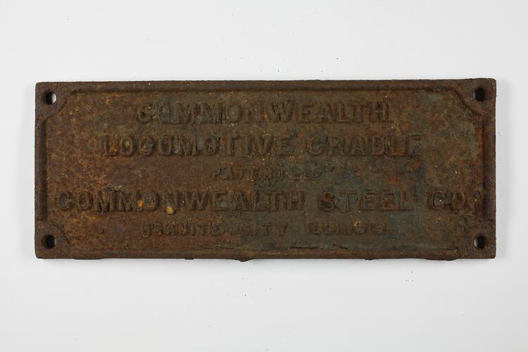 Locomotive Cradle Plate - Commonwealth Steel Co., Granite City, United States