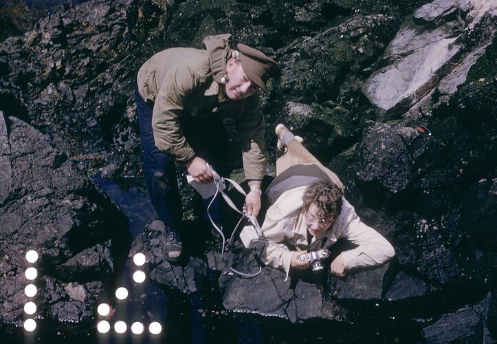 Hope Macpherson Black & Man Carrying Out Research, Macquarie Island, Tasmania, Dec 1959