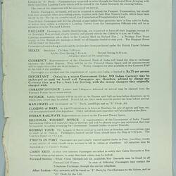 Notice - 'Bombay', 'SS Stratheden', 23 Nov 1961