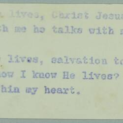 Note - 'He Lives' by Alfred H. Ackley