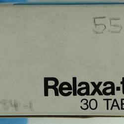 Packet - Drug, Relaxa-tabs (Carbromal and Bromvaletone), H.W. Woods Pty. Ltd., Huntingdale, Victoria, circa 1960