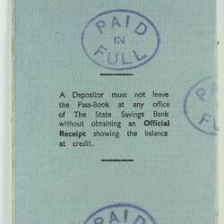 Savings Passbook - State Savings Bank of Victoria, Mrs Wilma J Morter, 1965-1967