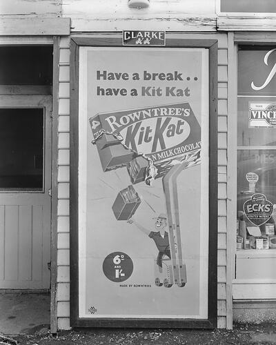 Clarke Advertising, Rowntree's Kit Kat Advertising Poster, Victoria, 21 Sep 1959