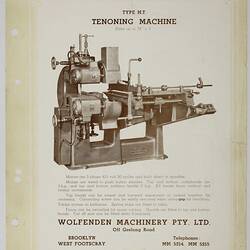 Illustrated with tenoning machine and descriptive text.