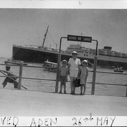 Negative - Joan, June & Brian Foster, Aden, 26 May 1955