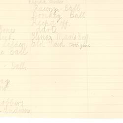 Document - Rhonda Hunter, to Dorothy Howard, List of Games, 1955