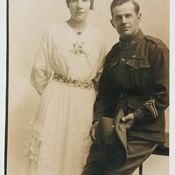 Photograph - Aubrey Lionel Bertram Hampton & Alexandria Jane Johnstone on their Wedding Day, Southampton, England, 17 Jul 1917