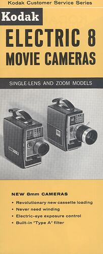 Leaflet cover with photograph of cameras.
