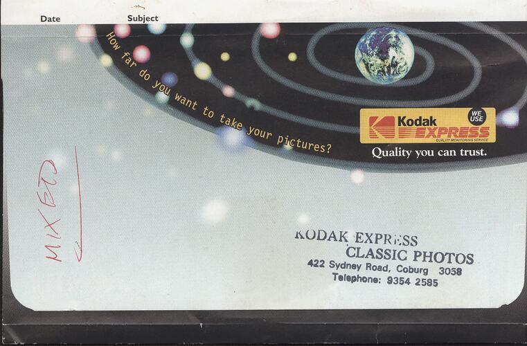 Envelope - Kodak Express, Coburg, circa 1990s