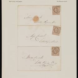 Stamp Album Page - Emblems in Corners Series, Victoria, Australia, Johnston Stamp Collection, 1858