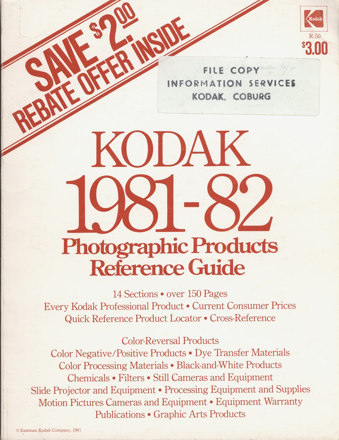 Catalogue Eastman Kodak, 'Kodak 19811982 Photographic Products