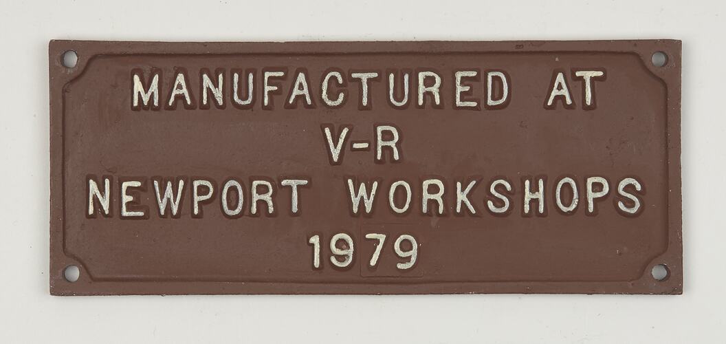 Rolling Stock Plate - VR Workshops, 1979