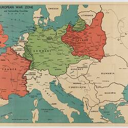 Map - 'European War Zone', World War II, 1939-1945