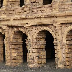 Model of Colosseum made of cork. Detail of external wall.