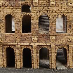 Model of Colosseum made of cork. Detail.