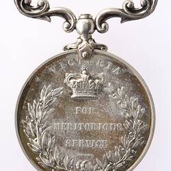 Medal - Victoria Meritorious Service Medal, Specimen, Victoria, Australia, 1902-1903 - Reverse
