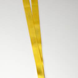 White card pass in plastic with yellow neck lanyard.