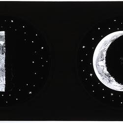 Lantern Slide - Astronomical, Multiple Slide, 'Half Moon' and 'Crescented Moon', England, circa 1847