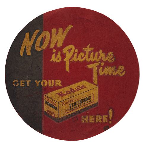 Point of Sale Mat - Kodak Australasia Pty Ltd, 'Now is Picture Time', circa 1940s