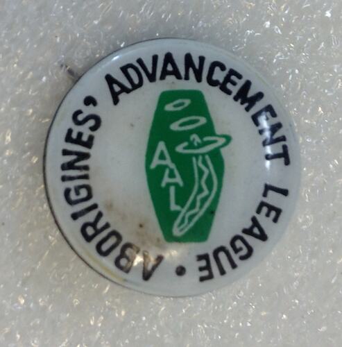 HT 37315, Badge - 'Aborigines' Advancement League', post 1957 (POLITICS & PUBLIC PROTEST)