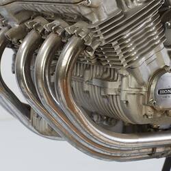 Motor cycle. Exhaust headers, detail. Left side.