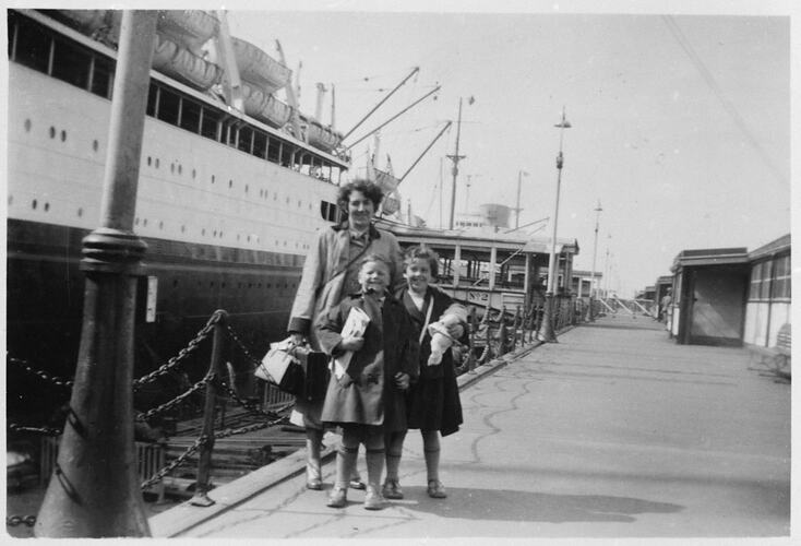 Joan, June & Brian Foster Ready to Sail, Liverpool Dock, England, 1955