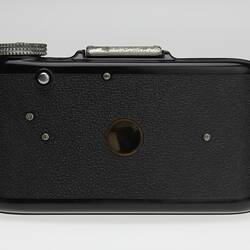 Back of black bakelite camera.