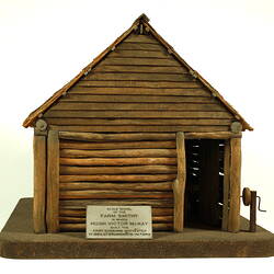 Front view of farm smithy model.