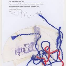 Letter - Joshua to The Alfred Hospital Burns Unit, Feb 2009