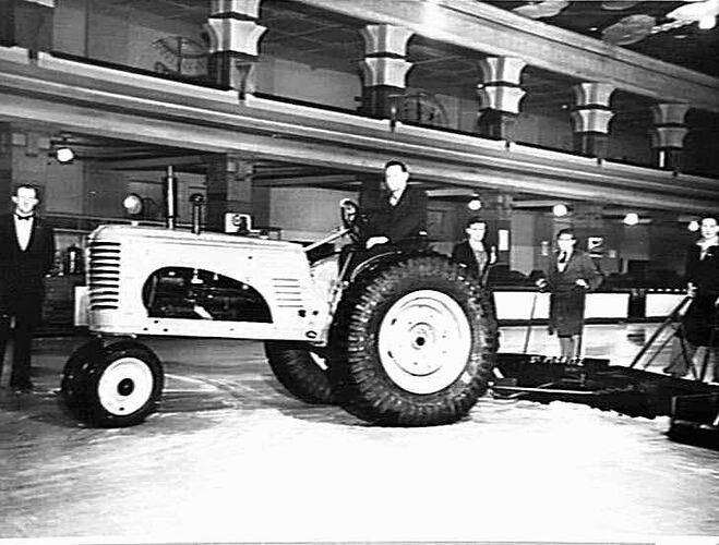 `81' TRACTOR HAULING ICE PLOUGH AT ST. MORITZ ICE SKATING RINK, ESPLANADE, ST. KILDA: MARCH 1942