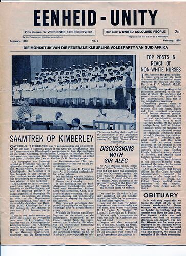 Newspaper - Eenheid-Unity, South Africa, Feb 1968