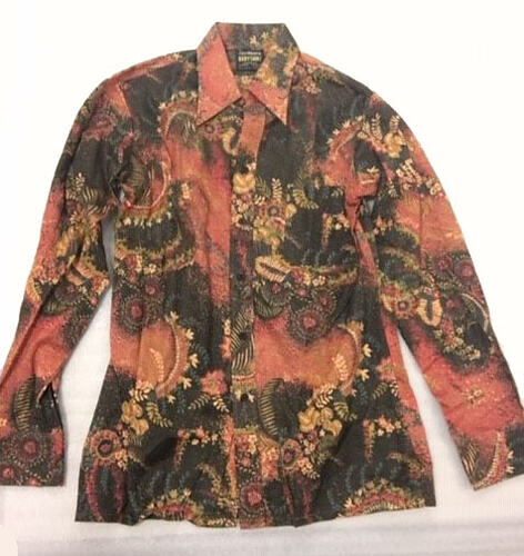 Shirt - Gloweave, Black & Orange Pattern, Lindsay Motherwell, circa 1970s