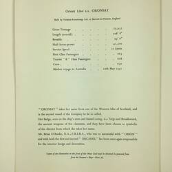 HT 54701, Menu - Dinner, Orient Line, SS Oronsay, 3 Mar 1959 (MIGRATION), Document, Registered