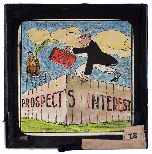 Lantern Slide - Universal Opportunity League, 'Prospect's Interest'