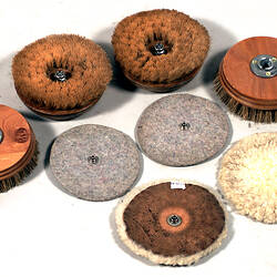 Electric floor polishing pads. standing.