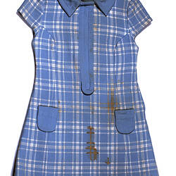 Dress - Prue Acton, Blue & White Check Wool, circa 1965