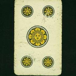 Playing card with sun illustrations.