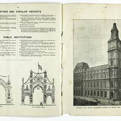 Printed double page of booklet,  in black and white with black and white photographs and illustrations.