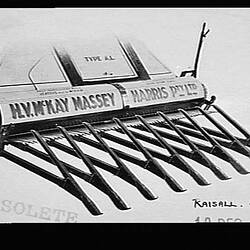 Photograph - H.V. McKay Massey Harris, 'Raisall' Crop Lifter Attached to AL Harvester, Sunshine, Victoria, 1934