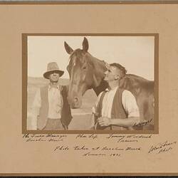 Photograph - Phar Lap with Tommy Woodcock, Bacchus Marsh, Victoria, Nov 1931
