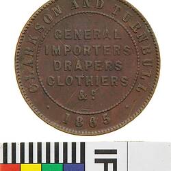 Token - 1 Penny, Clarkson & Turnbull, Timaru, New Zealand, 1865