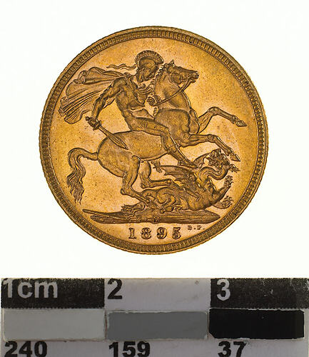 Coin - Sovereign, Victoria, Australia, 1895, photographed by Museums Victoria