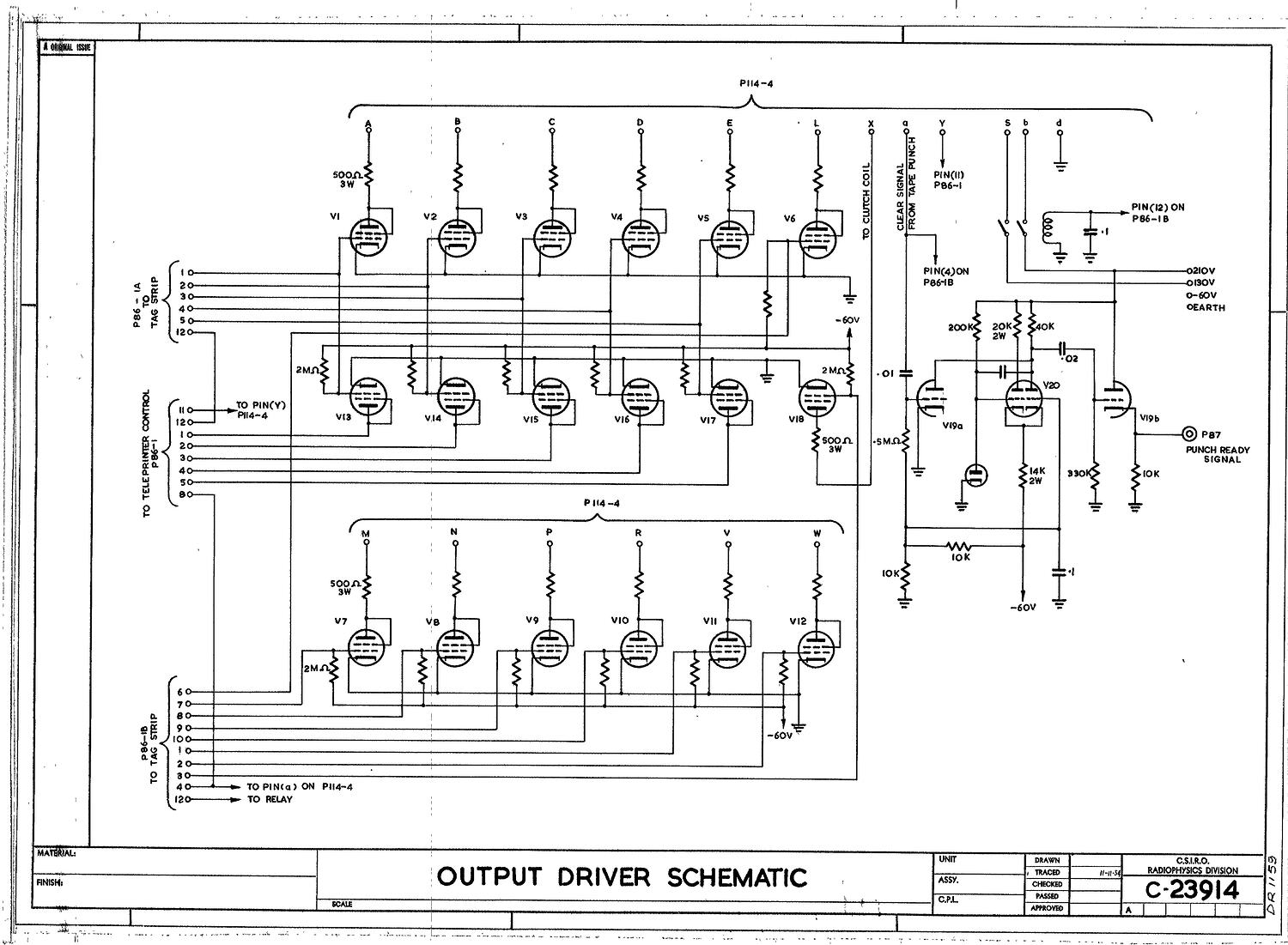 Schematic Diagram - CSIRAC Computer, 'Output Driver Schematic', C23914