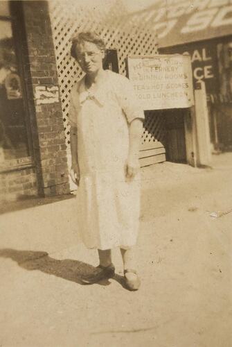 Digital Photograph - Owner Standing outside 'Iona' Tea Rooms, Black Rock, 1930s