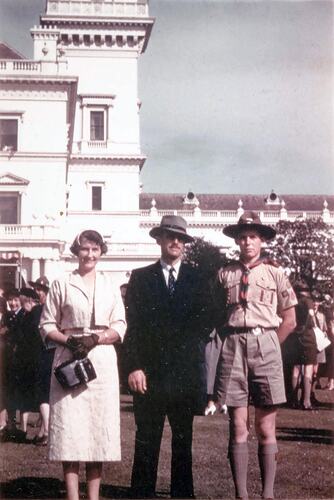 Digital Photograph - Family Attending Investiture of Son as 'Queen's Scout', Government House, Melbourne, 1957
